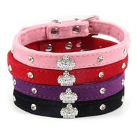 2022new 2021 new crown rhinestone adjustable pet collar pu leather fashion cute neckband kitten and dog accessories pet supplies