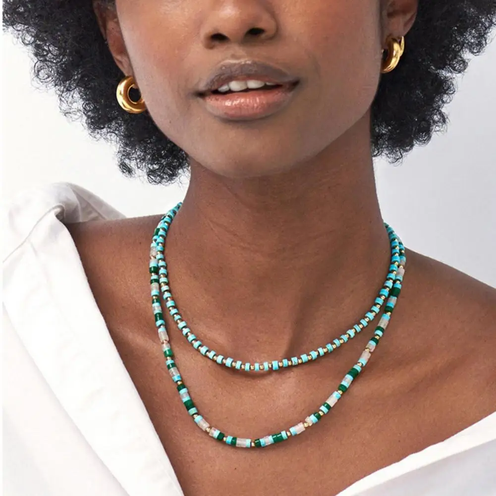 

Женское Ожерелье с бусинами, ювелирные изделия из искусственного драгоценного камня, богемный чокер ручной работы, ожерелье для банкета