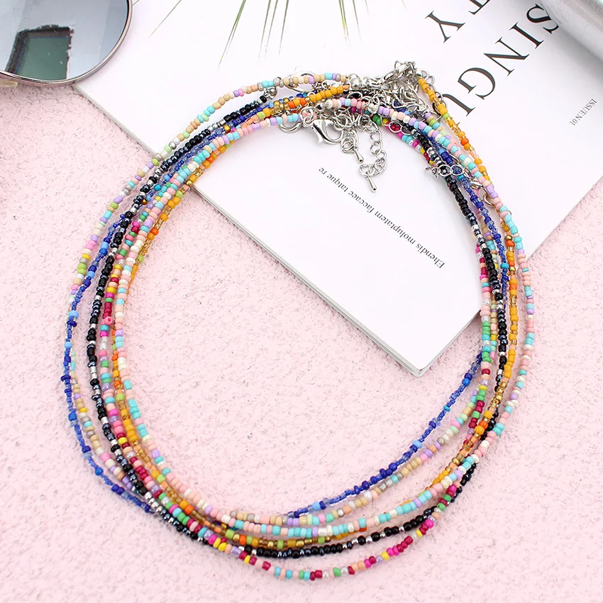

Seed Beads Collar Korean Fashion Colorful Short Chain Choker Handmade Female Pendant Necklace Women Boho Jewelry Gift