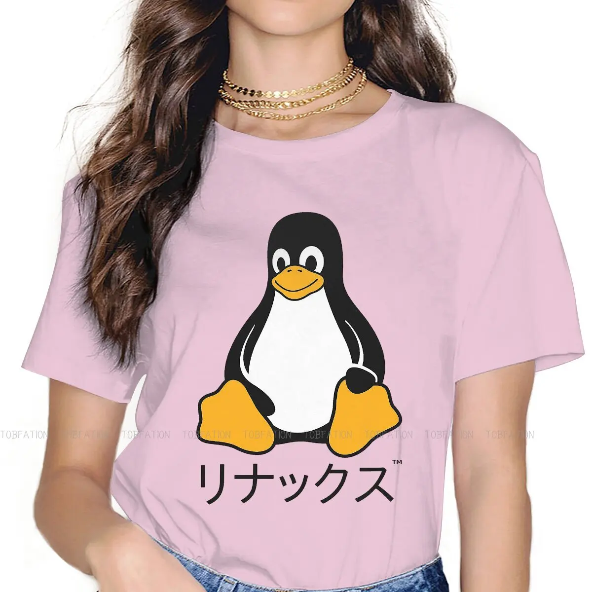 

Japanese Tux Female Shirts Linux GNU Minix Unix Large Vintage Women Top Harajuku Casual Feminine Blusas