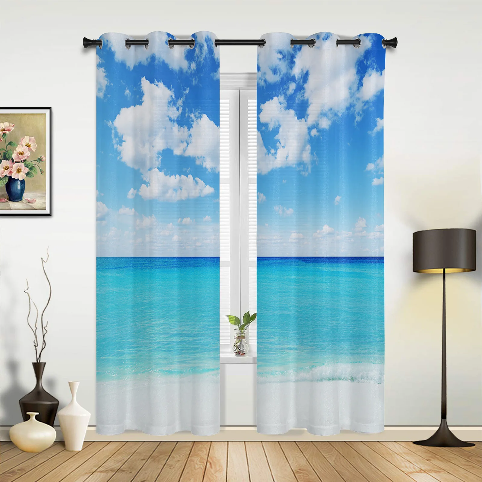 

Caribbean Ocean Scenery Curtains for Bedroom Living Room Drapes Kitchen Children's Room Window Curtain Modern Home Decor