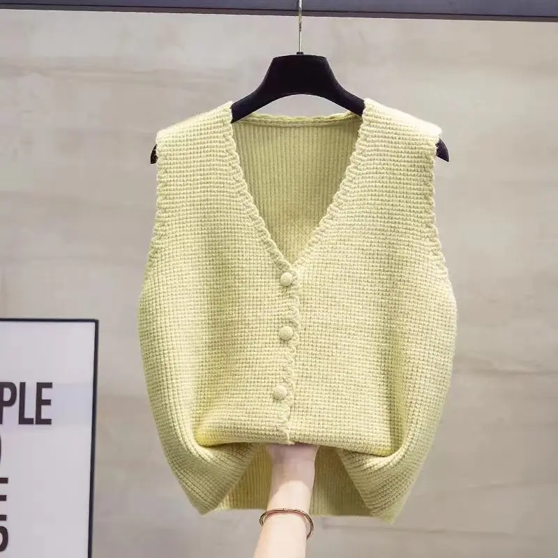 Короткий вязаный жилет осенняя майка новинка 2023 свитер кардиган женская одежда