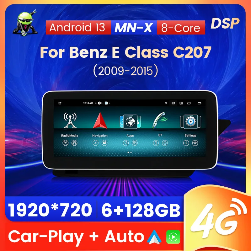 

8 ядер Android 13 Автомобильный GPS Радио мультимедийный плеер для Mercedes Benz E Class C207 A207 W207 2009 - 2016 (RHD) беспроводной Carpaly BT