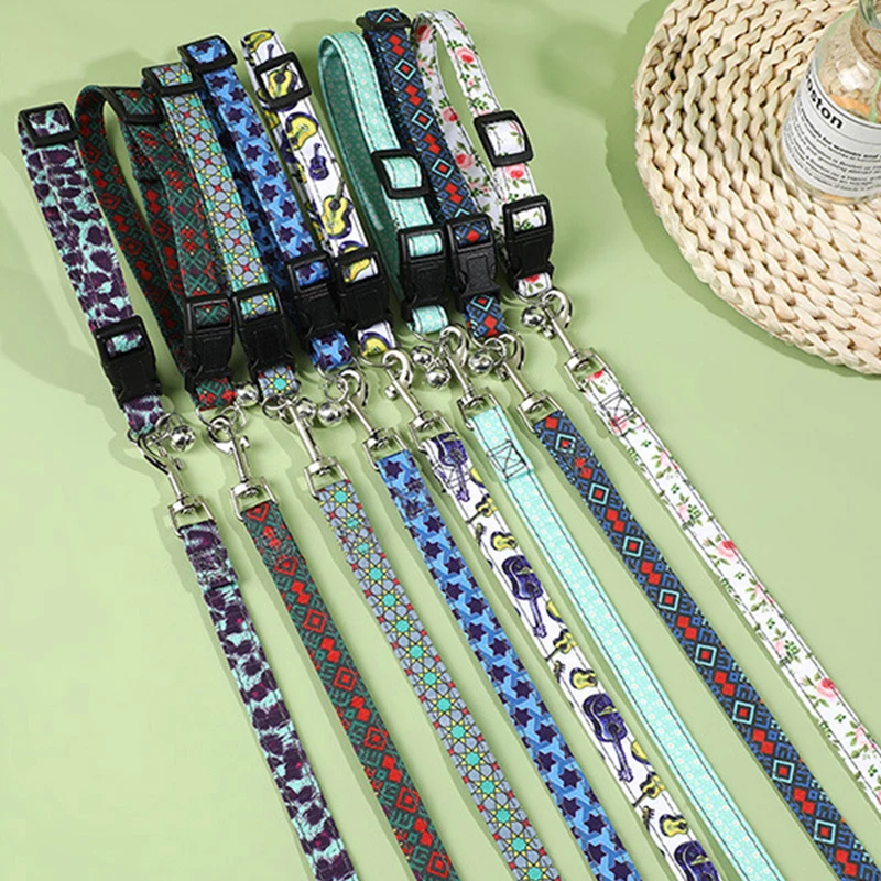 

Ошейник регулируемый, с принтом, для кошек, собак, универсальный, для прогулок, товары для животных, оптовая продажа, 1 комплект