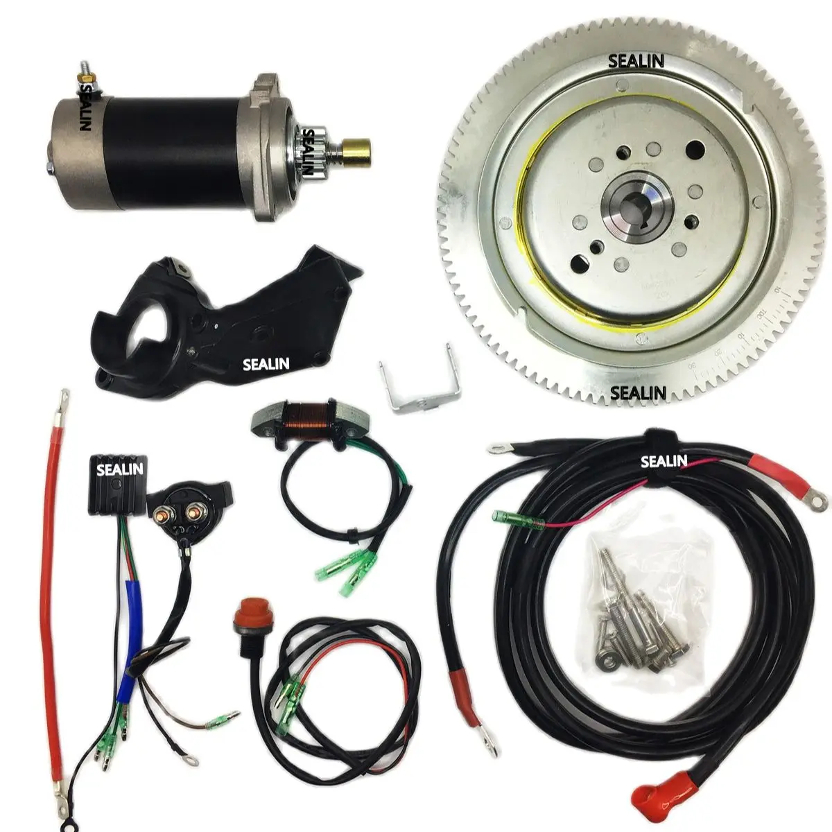 

T30 T25 E30 ELECTRIC START KIT FOR YAMAHA OUTBOARD F30HMHS/L HWL MHL 2 Stroke 496CC 25HP 30HP STARTER MOTOR FLYWHEEL CHARGE COIL
