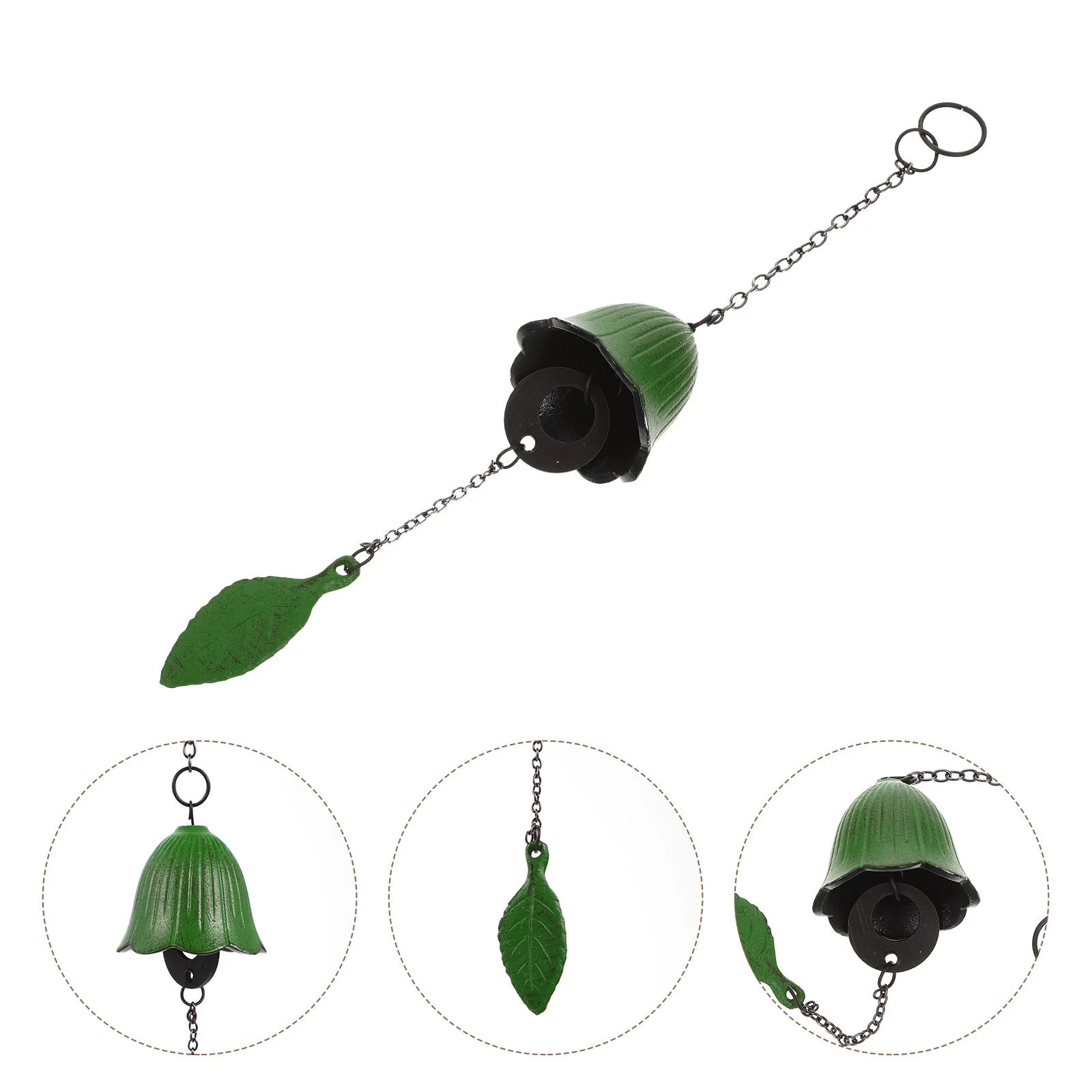 

Rearview Mirror Car Trim Retro Wind Chime Yard Bell Pendant Iron Simple Cast Fortune Hanging Leaf-shaped Balcony Decor