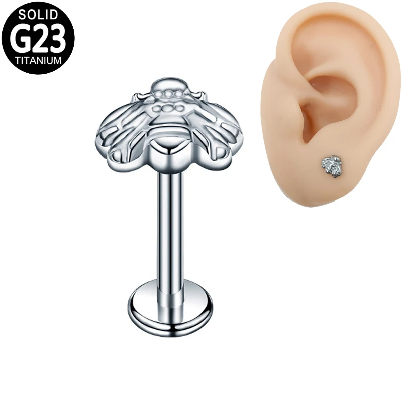 

G23 Titanium Labret Lip Piercing Rings Bee Monroe Internal Thread Ear Tragus Cartilage Earring Helix Lip Stud for Women Jewelry