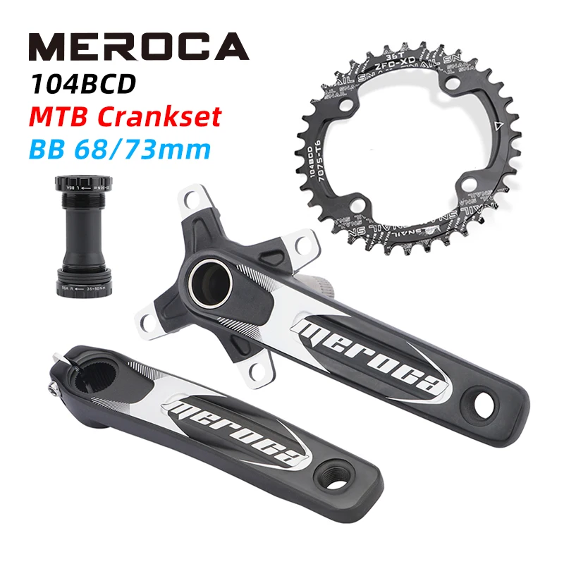 Купи MEROCA Bicycle Crank Chainwheel 104BCD MTB Bike Crankset 32/34/36/38/40/42T Sprocket 170mm Crank with Bottom Bracket Crankset за 1,880 рублей в магазине AliExpress