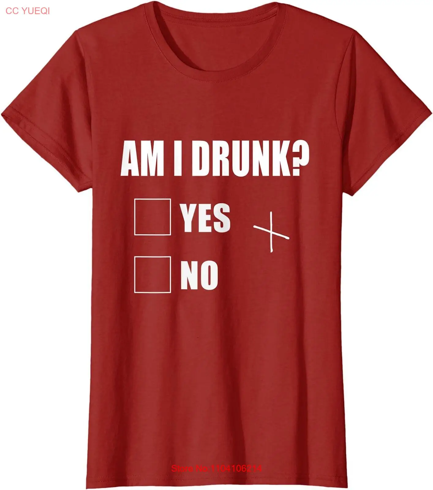 Забавная женская футболка с круглым вырезом Am I Drunk Yes No X винтажный дизайн