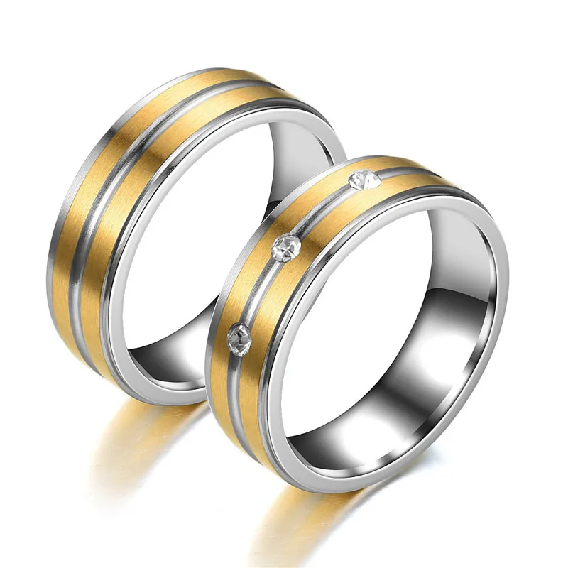 

Titanium Steel Jewelry 2022 New Frosted Diamond Inlaid Stainless Steel Couple Ring