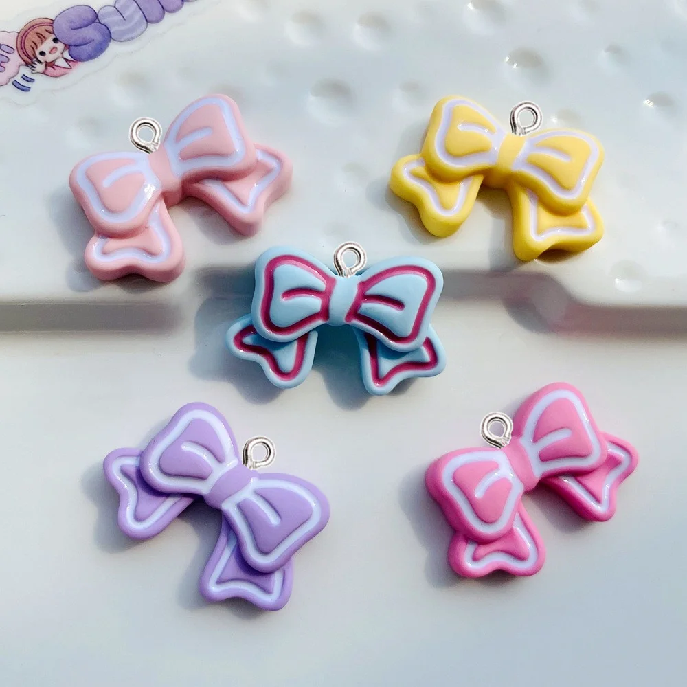 

10Pcs Colorful Bowknot Resin Charms Pendant Fashion Earring Necklace Bracelet Keychain DIY Kid Women Jewelry Making Art Ornament