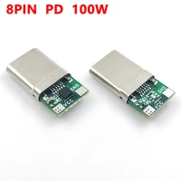 1pcs usb 3 1 type c pd 100w connector 8pin male receptacle adapter to solder wire cable 20v 5a high current support pcb board