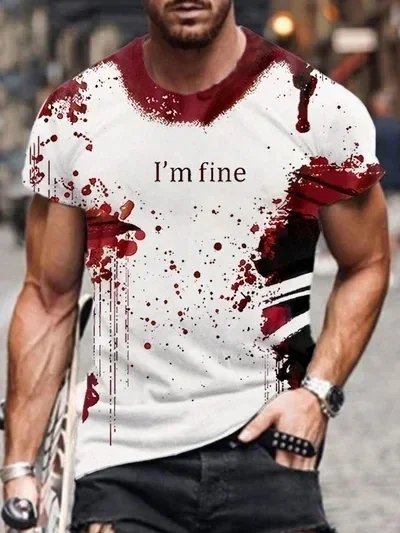 Мужская футболка с коротким рукавом и круглым вырезом 3D-принтом