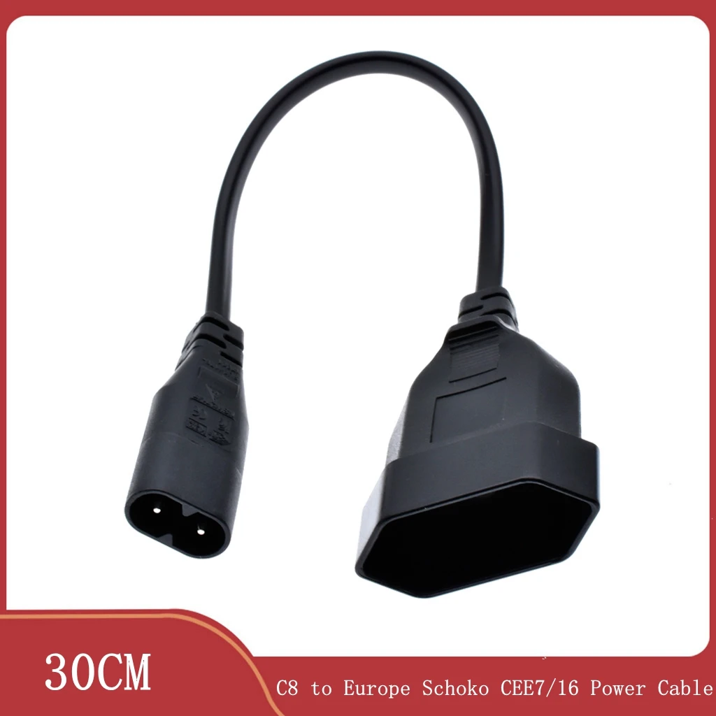 

Кабель-удлинитель IEC320 C8 штекер-Европа Schoko CEE7/16 розетка для PDU UPS 30 см