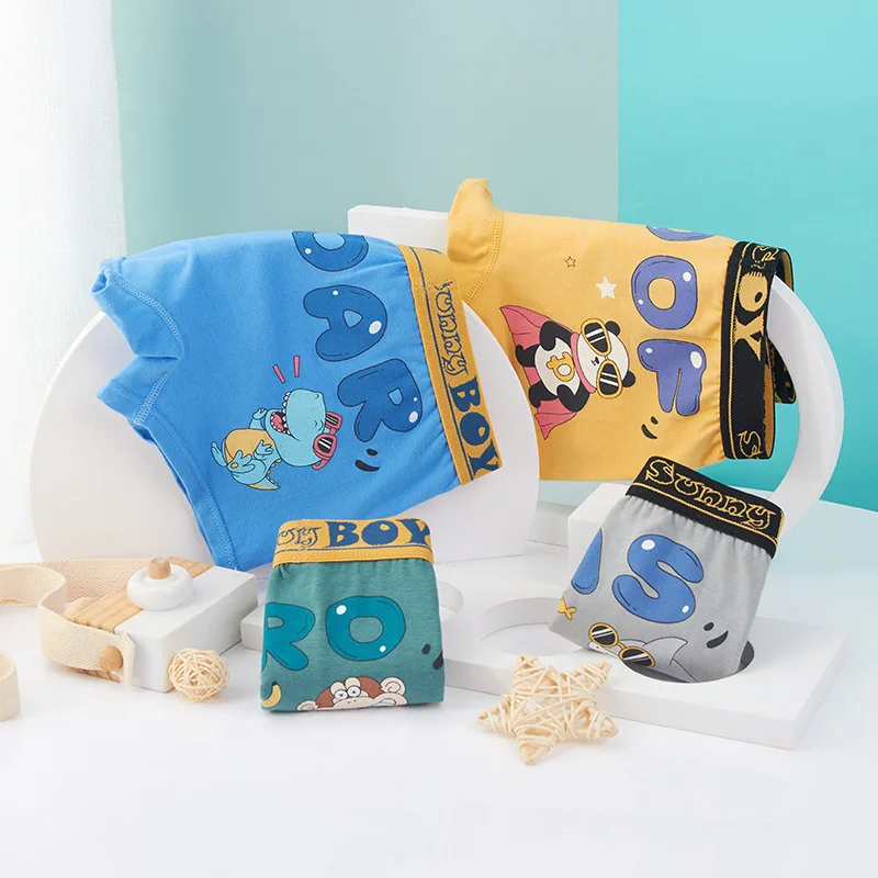 

Детское нижнее белье, хлопковые боксеры для мальчиков, нижнее белье для детей старшего возраста, подростков и мальчиков с 4 углами