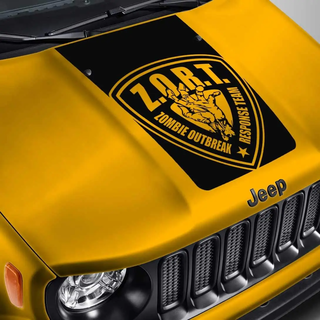 

Наклейка SkunkMonkey с капюшоном, совместимая с Jeep Renegade, значок со вспышкой зомби, светонепроницаемая наклейка на капюшон, матовый черный