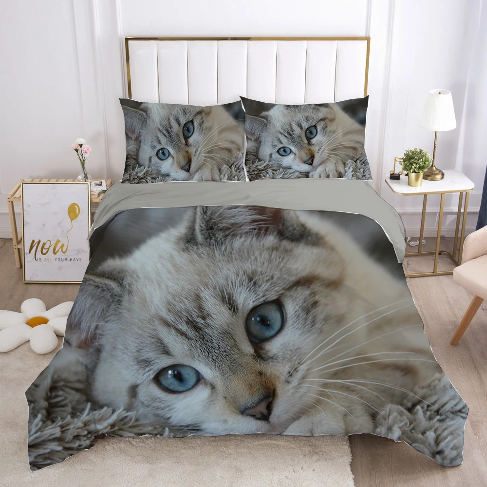 

Cartoon Animal Funny Cat Cute Kids Quilt Durex Full Twin King Size3Pcs Duvet Cover Bedding Linen Set Bedspread200x200 240x220