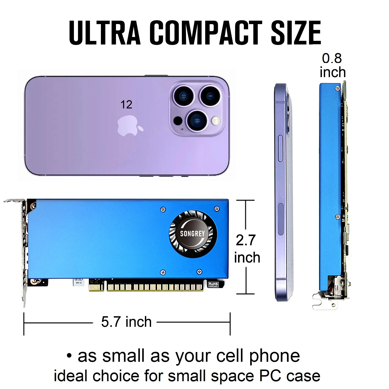 lp видеокарта SONGREY 1650 1050Ti 1050 1030 RX550 4G/2G 4x 8x 16X nVIDIA LP Графическая карта Видеокарта HDMI+DP