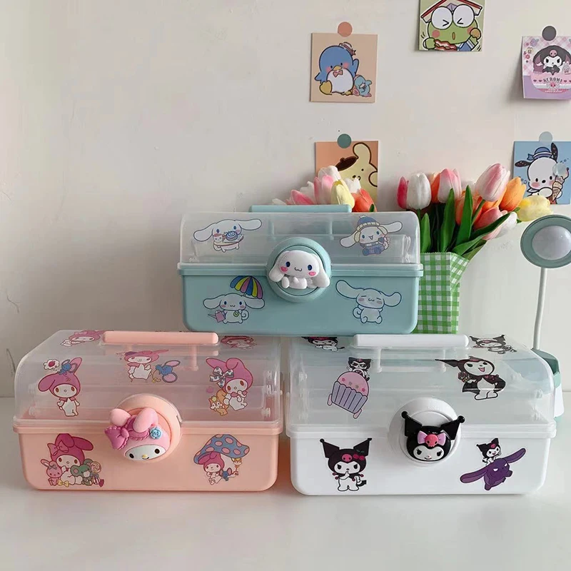 

Sanrio Kuromi Cinnamoroll мультяшная коробка для лекарств Kawaii аниме помпон пурин Милая помада Косметика фотоальбом подарок на день рождения