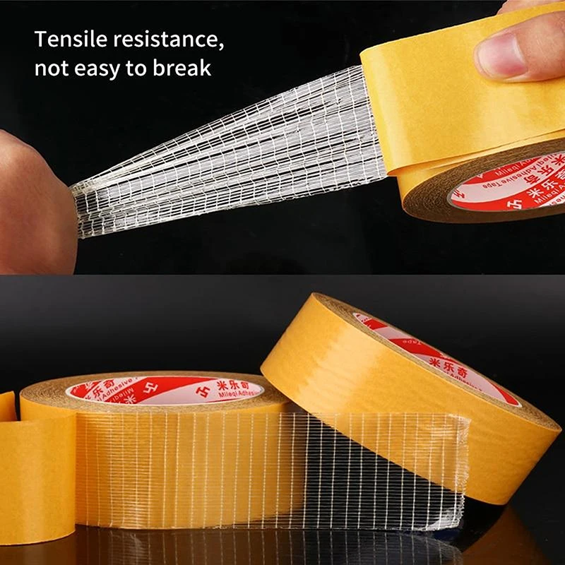 

1 Roll 20M Double Sided Tape High Viscosity Grid Fiber Transparent Double Sided Tape Sticky Adhesive Fiber Mesh Tape 1/2/3/4/5CM