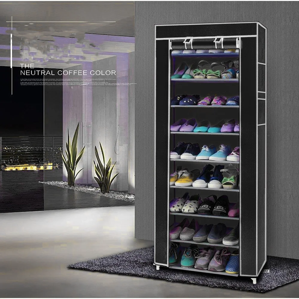 

10 Layer 9 Grid Shoe Rack Shelf Storage Closet Organizer Cabinet Multiple Colors