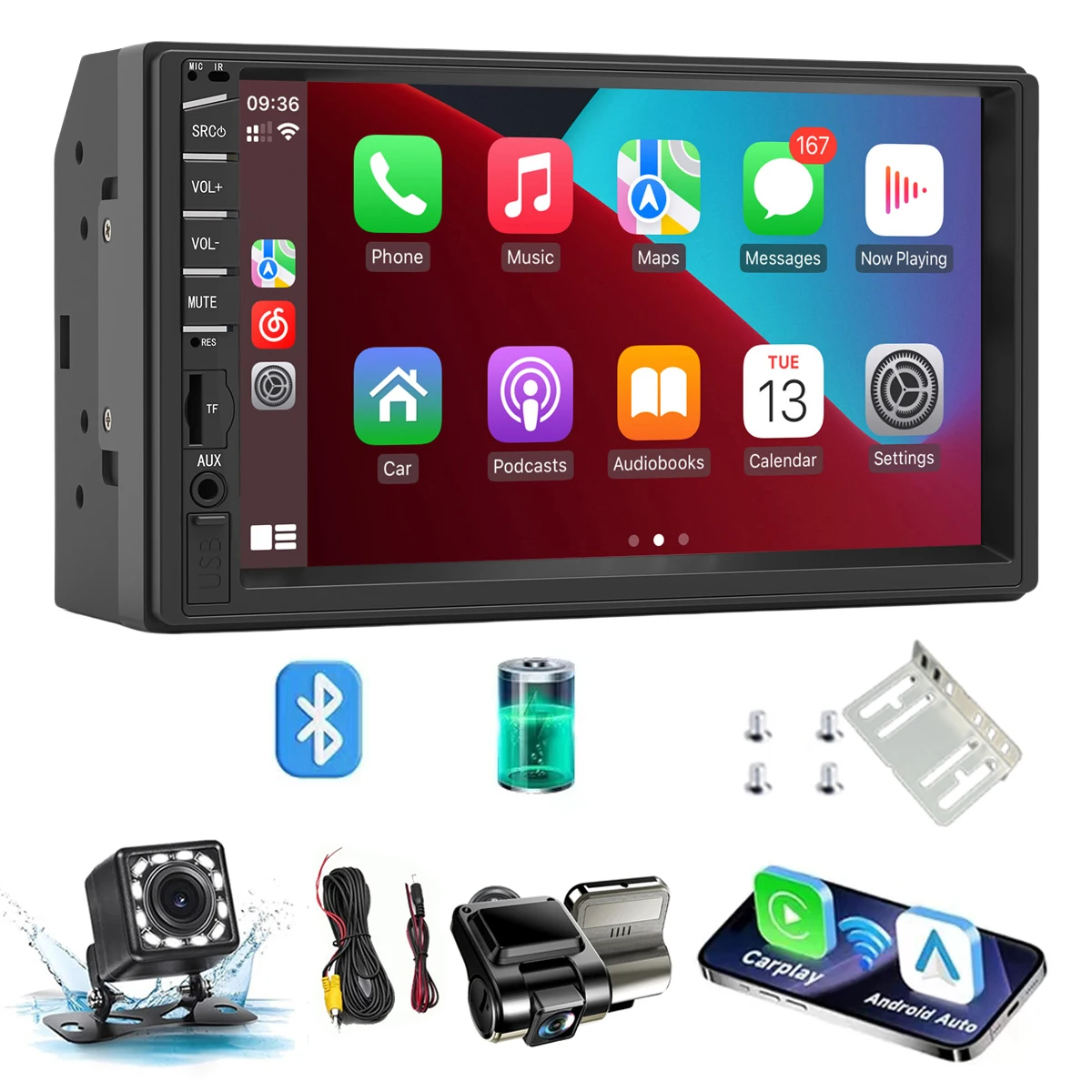 Универсальный 2 Din Carplay Leadfan Auto Magneto 7-дюймовый видеоплеер с сенсорным экраном и