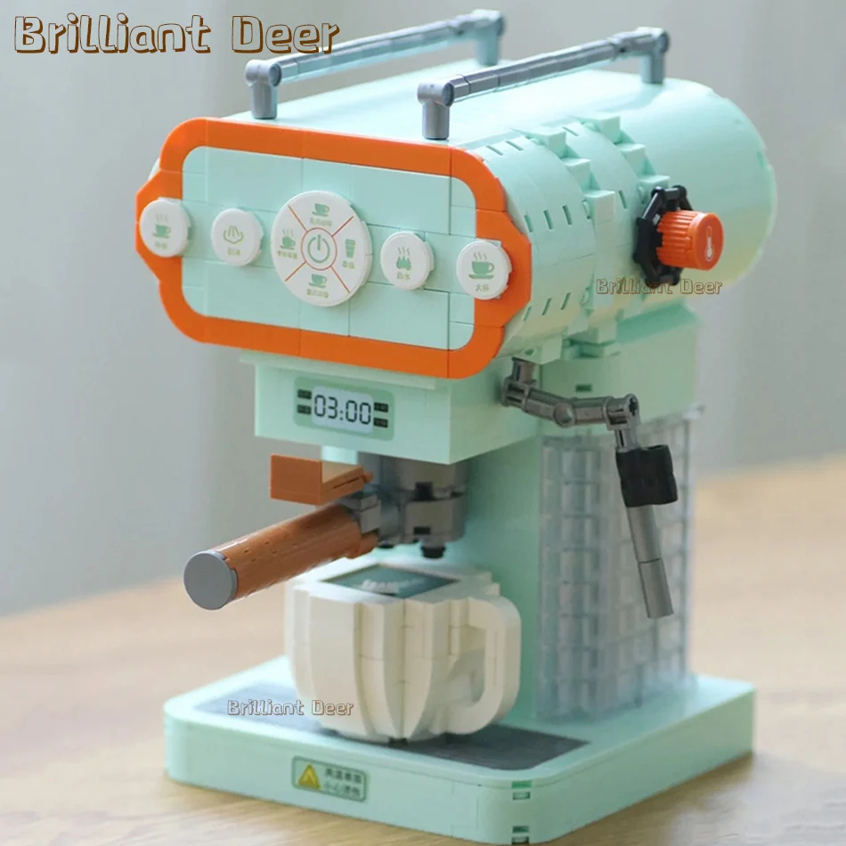 

Kawaii Coffee Machine Mini Size Bricks City Modern Living MOC Kitchen Furniture Building Blocks Toys For Children Gift
