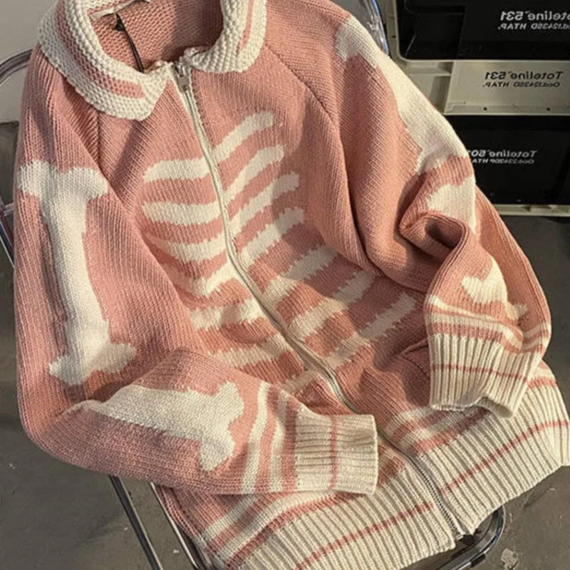 Ретро кардиган в стиле хип-хоп для мужчин и женщин зимний Готический с принтом