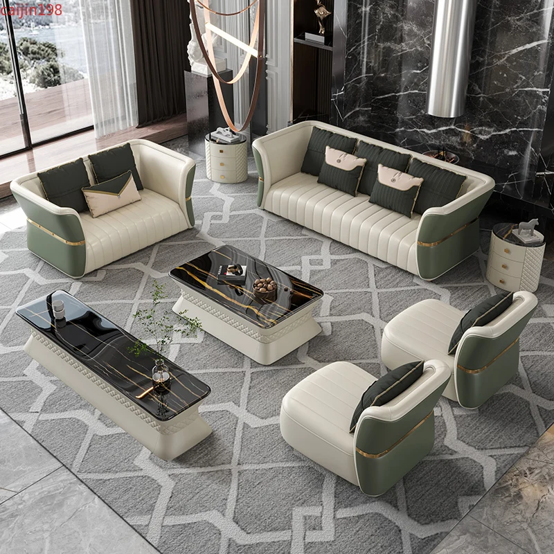 

Private custom American light luxury Hermes sofa light luxury modern high-grade leather living room high-end luxury
