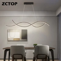 2022 modern led chandeliers home decor dining living room kitchen bar shop office black long strip pendant lamps fixtures ac110v