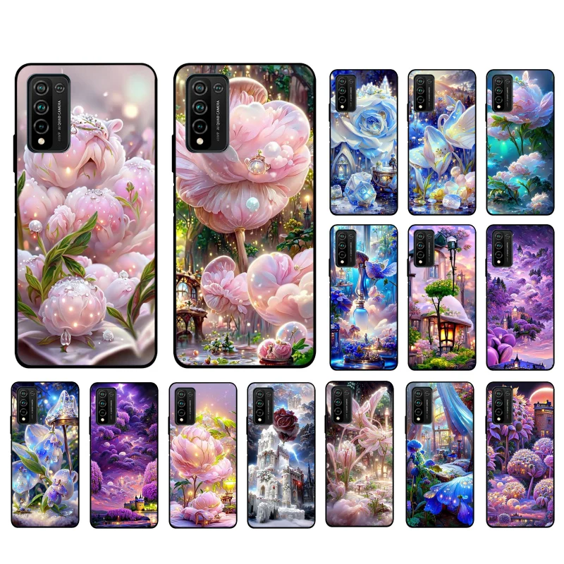 

Nature Flower Peony Rose Phone Case for Huawei Honor X9 X8 X7 X6 70 50 60 Pro 10X 20 Lite 20 Pro 8X 9X 9A 9S 10i Funda