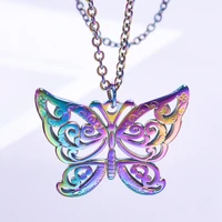 hollow butterfly pendant necklace animal charm stainless steel necklaces for women men accessories trendy jewelry chain chokers