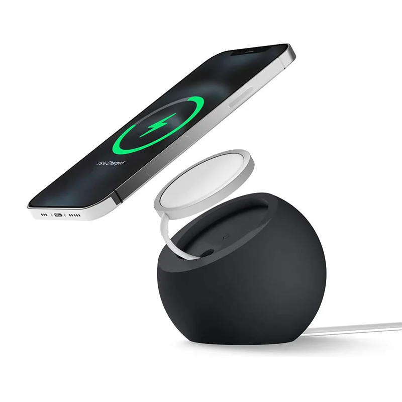 Desk Ball Shape Magnetic Silicone Charging Holder for Magsafe Apple IPhone 12 Pro Mac Safe Wireless Charger Dock Station Stand