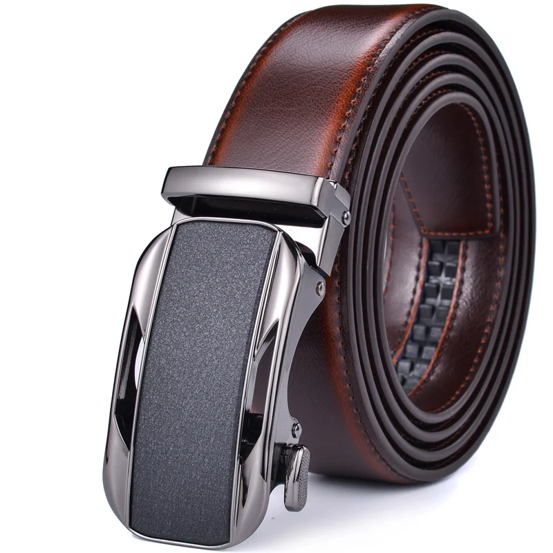 Ratchet Dress Genuine Leather Belts for Men with Automatic Buckle