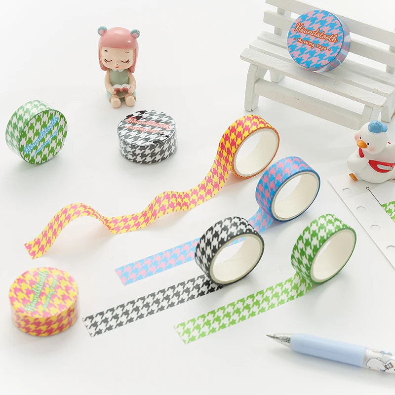 

1pcs Houndstooth Paper Washi Tape 15mm Color Check Adhesive Masking Tapes Stickers Decoration for Diary Album Gift F996