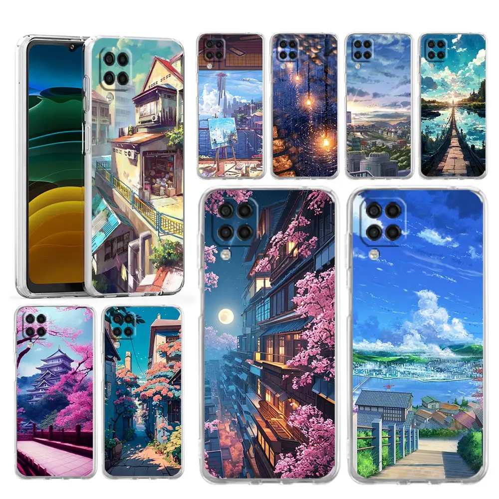 

Case For Samsung Galaxy A13 A23 A33 A53 A73 5G A51 A71 A21S A12 A11 A31 A41 A03s A52 A32 A22 Clear Cover Japan Anime Landscape