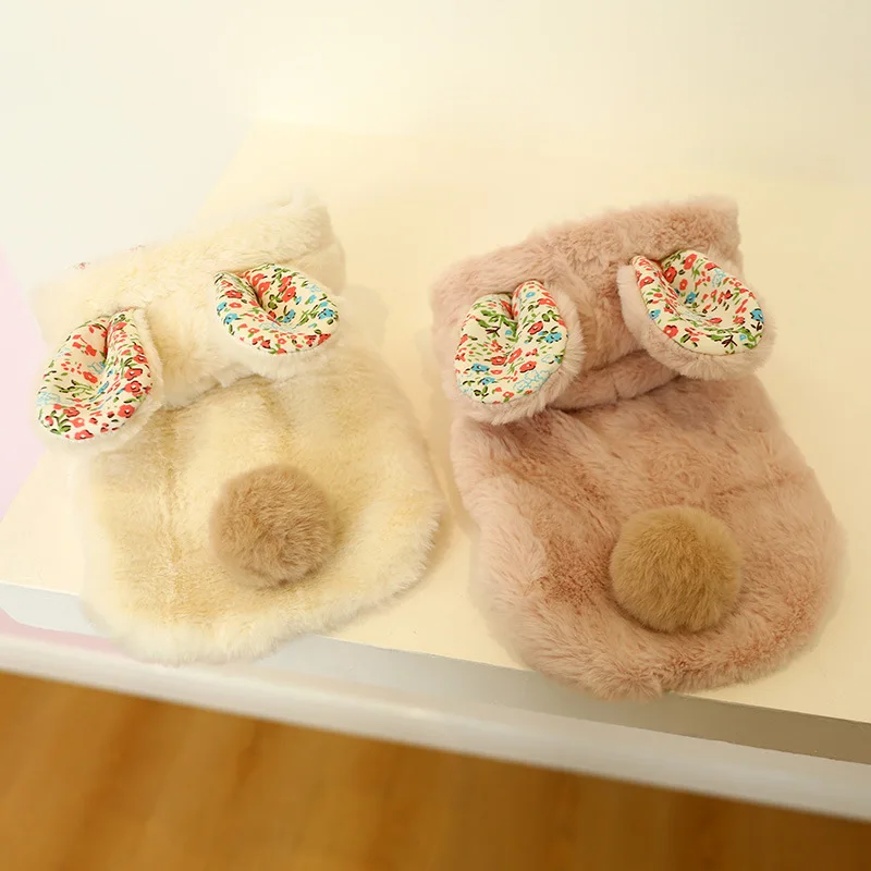 

New Fall Winter Clothes Apparel Dog Pet Hoodie Sweater Big Ears Design Cat Coat Jacket Cotton Jacket 2 colors 5 yards