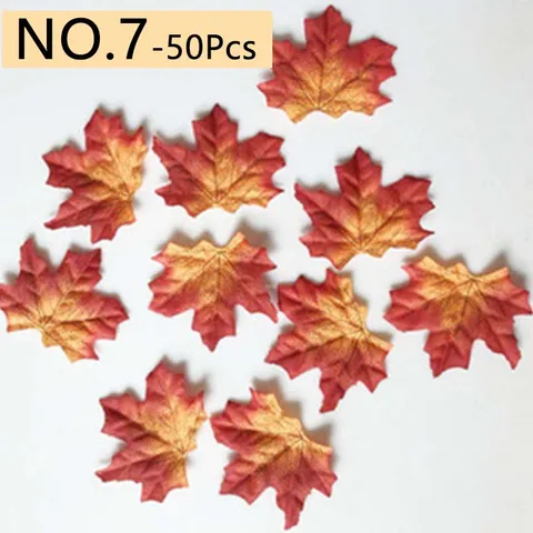 Искусственные листья красного кленового листа, 50 шт