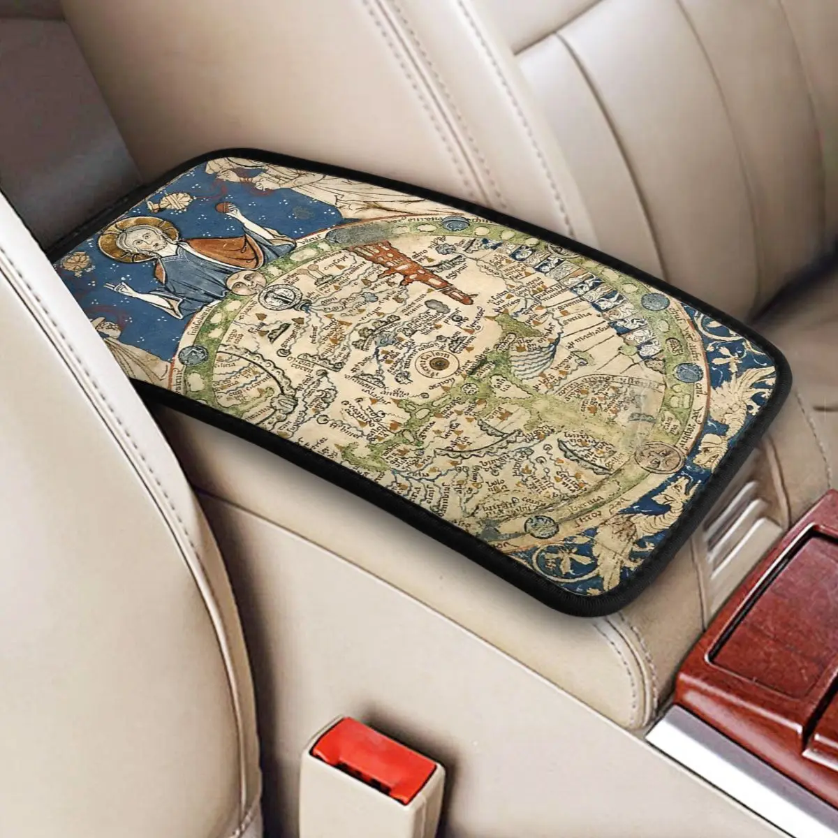 

Psalter World Map (13th Century) Car Accessories Car Handrail Box Cushion Custom Print Non-slip Car Armrest Cover