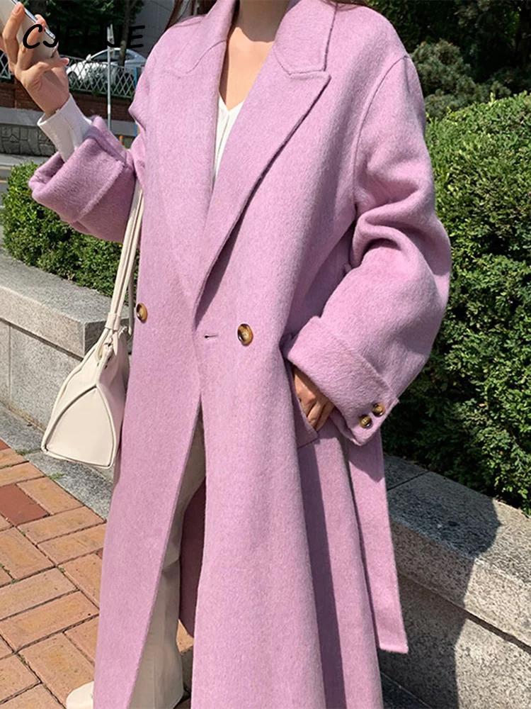 CJFHJE пурпурное шерстяное Смешанное пальто для женщин корейская мода серый тренд с