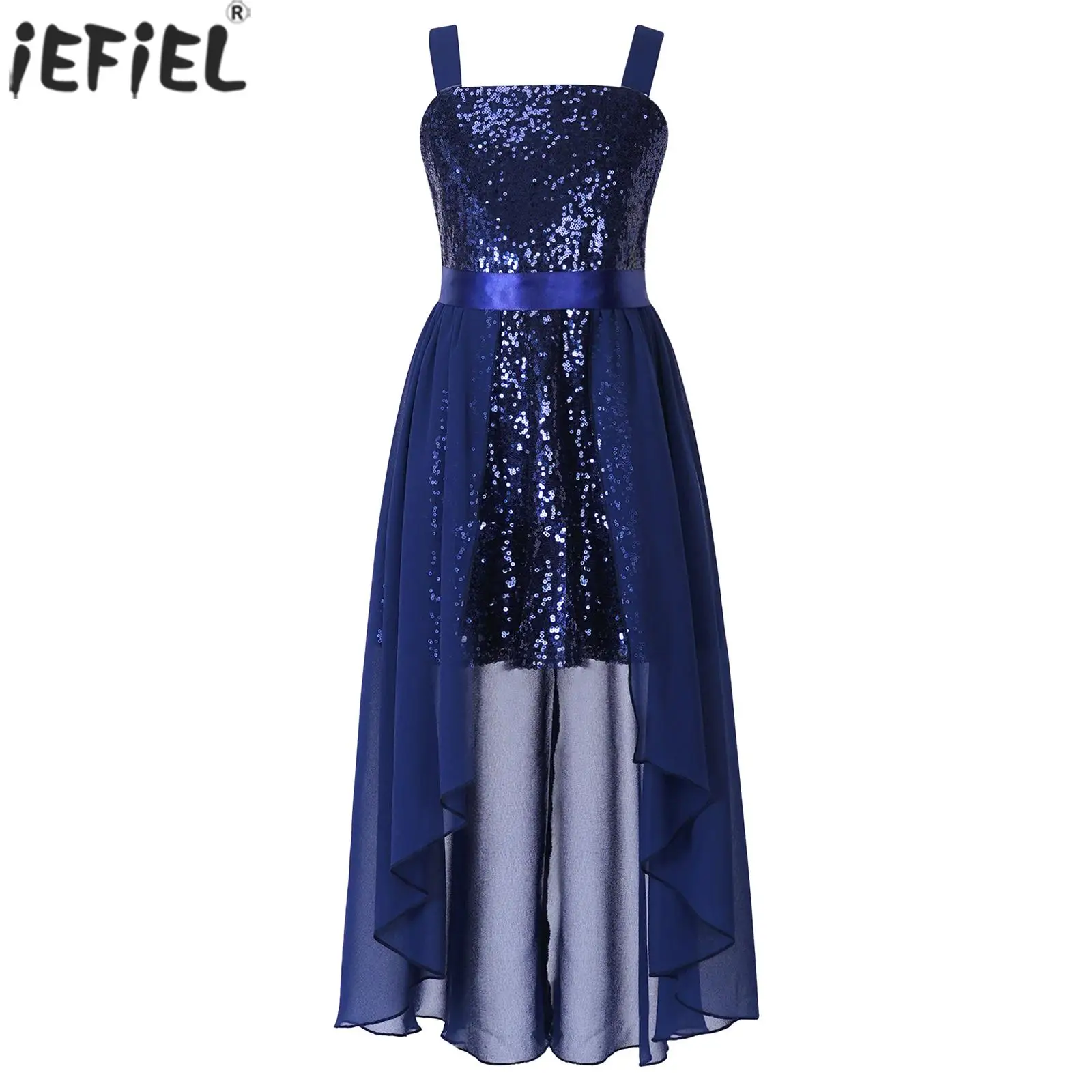 

Kid Flower Girls Elegant Princess Dress Sleeveless Chiffon Birthday Party Wedding Dresses Stage Bridesmaid Dress with Satin Sash