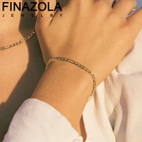 finazola european new stainless steel figaro bracelet for women gold plated 18 cm titanium chain non fading charm jewelry