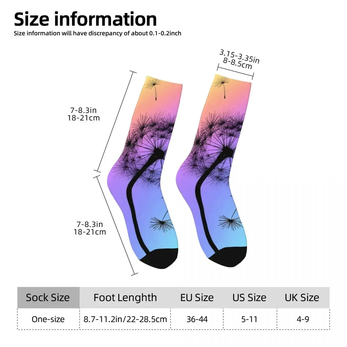Носки Одуванчик радужные пожелания модные чулки осенние противоскользящие
