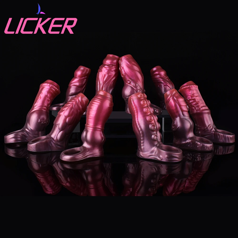 LICKER чехол для члена в виде животного силиконовый рукав пениса кольца