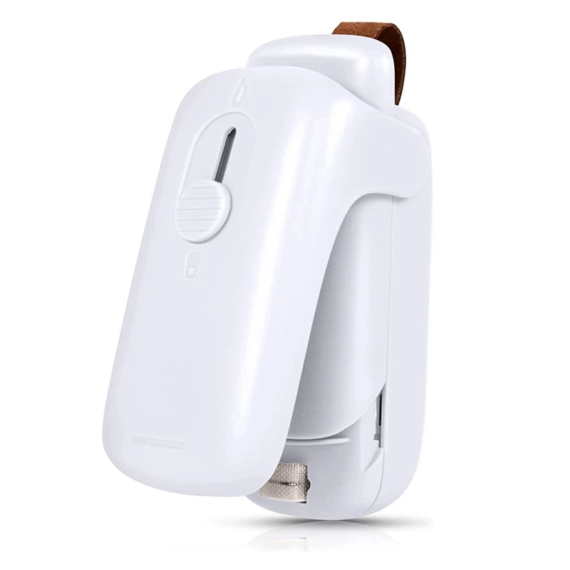 

2X Mini Bag Sealer,Handheld Heat Vacuum Sealer, 2 In 1 Heat Sealer And Cutter With Lanyard, Bag Resealer Machine