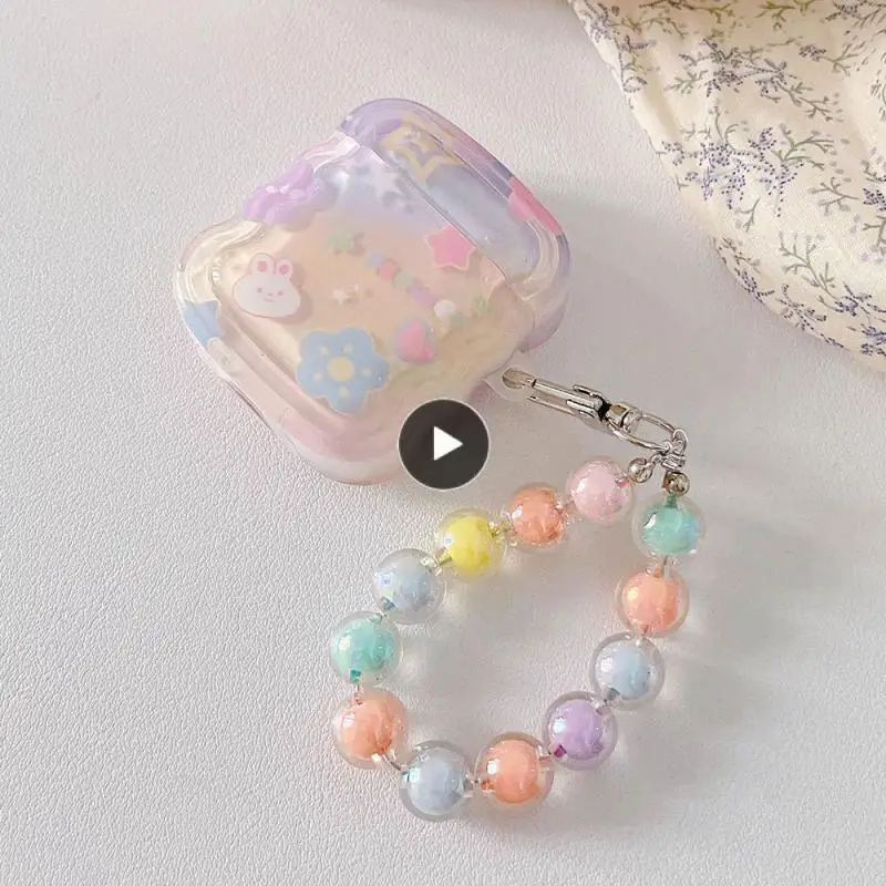 

Наушники, противоударные наушники с цветочным рисунком и звездами, наушники с ручной цепочкой, противоударный чехол для телефона, милый чехол для телефона