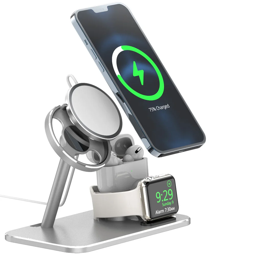 

Wireless Charging Station Stand For AppleMagsafe for iPhone 13 12 Pro Max Mini Watch for i-Watch Wireless Charge Pad dock holder