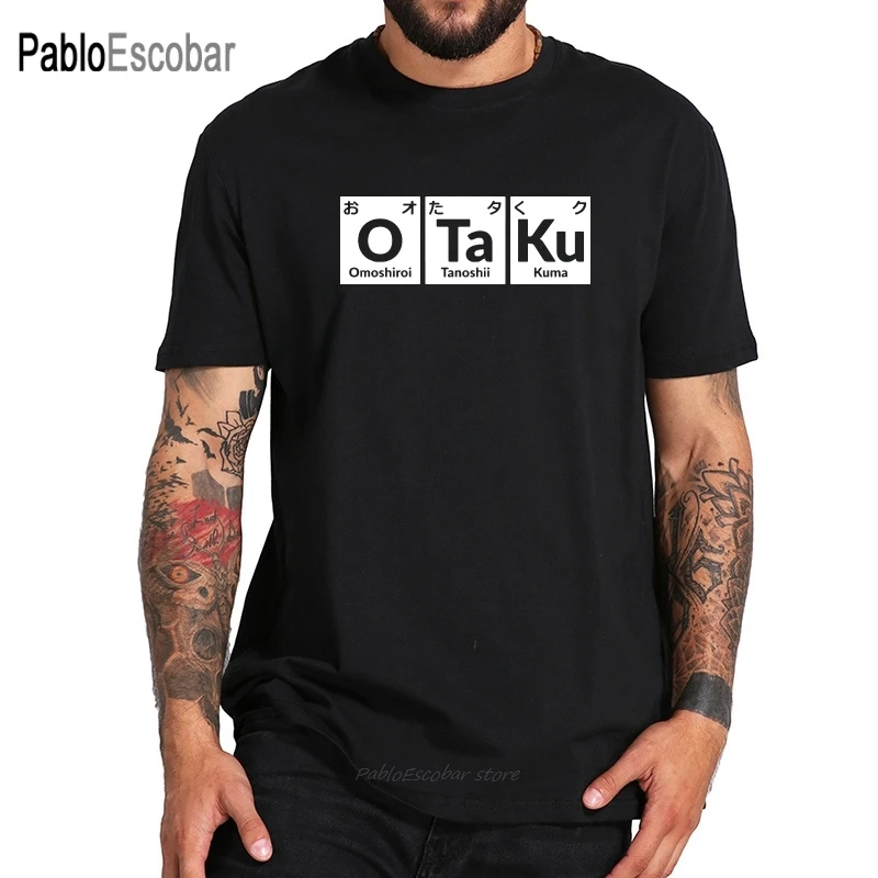 

Футболка Otaku с японским принтом букв, 100% хлопок, с коротким рукавом