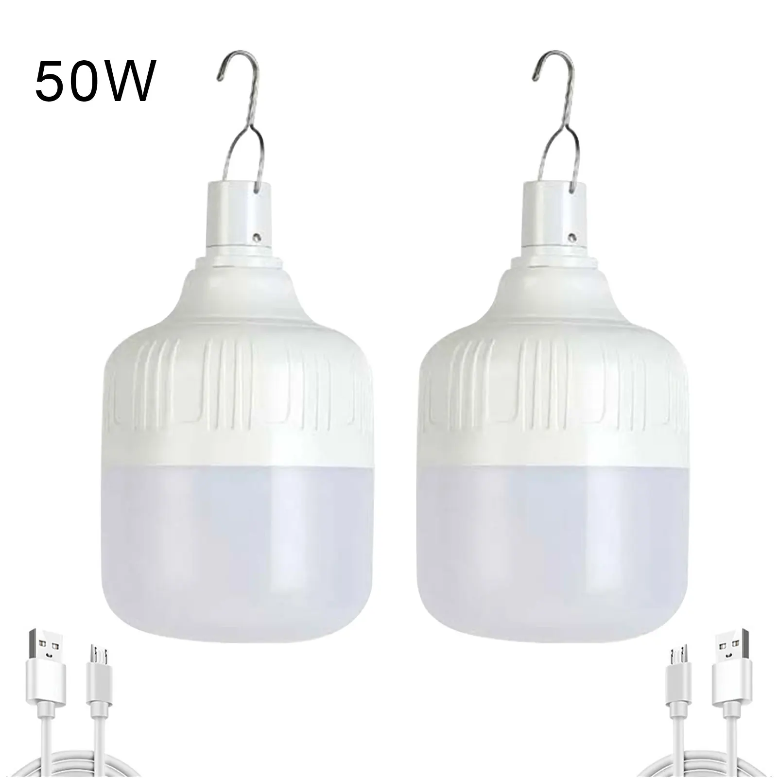 

2pcs Fishing Work USB Rechargeable Patio Garden Hiking BBQ LED Bulb Hanging Camping Light Tent Emergency Portable Lantern
