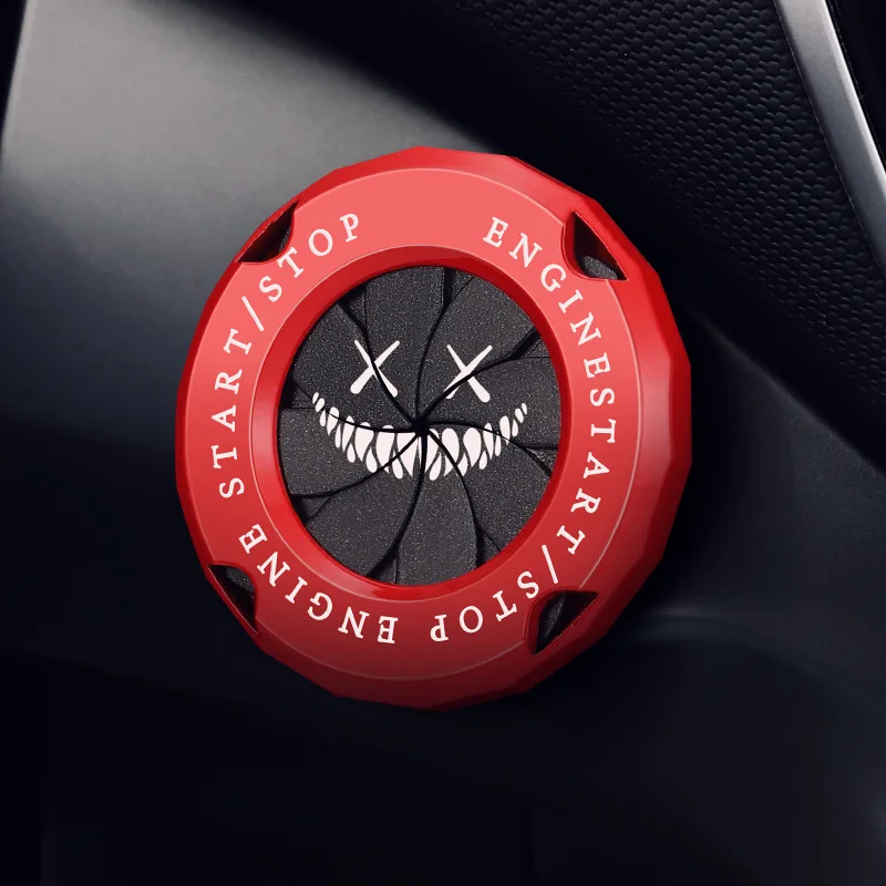 

Onekey Start Button Cover XX Smiley Face Engine Ignition Start Switch Decorative Cover Motorcycle Start Ring Protector